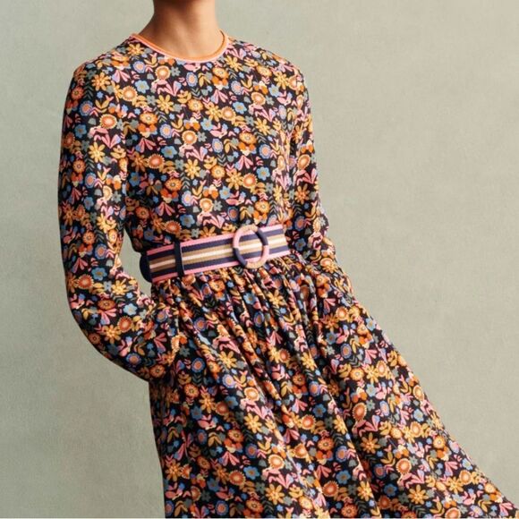 BODEN Trim Detail Maxi Dress Black, Multi Flora Bloom 4 - Picture 2 of 14